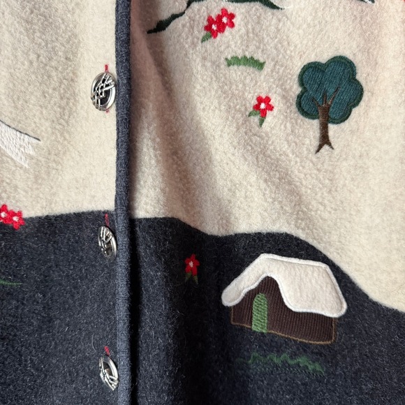 Gira Puccino Vintage Cottagecore‎ Embroidered Italian Wool Jacket, Red Gray,L/XL - Picture 9 of 10